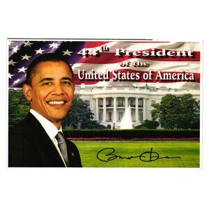 Barack Obama 44th President US Postcard White House American Flag Collectible